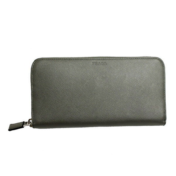 Prada Zip Gray Long Wallet Saffiano - Picture 1 of 3